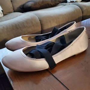 Pink lace up ballet flats